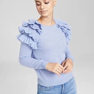 Cashmere Lilac Periwinkle Cha Cha Ruffle Sweater | Large NWT